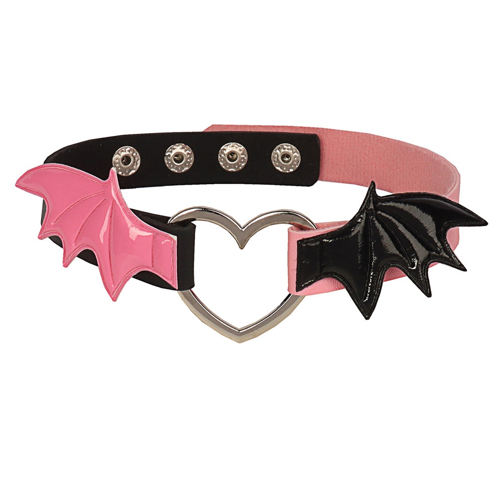 New Goth ฮาโลวีนค้างคาวปีกสร้อยคอ Choker สําหรับผู้หญิงสาวหัวใจ Chocker หนังเครื่องประดับคอสเพลย์ Gothic อุปกรณ์เสริม