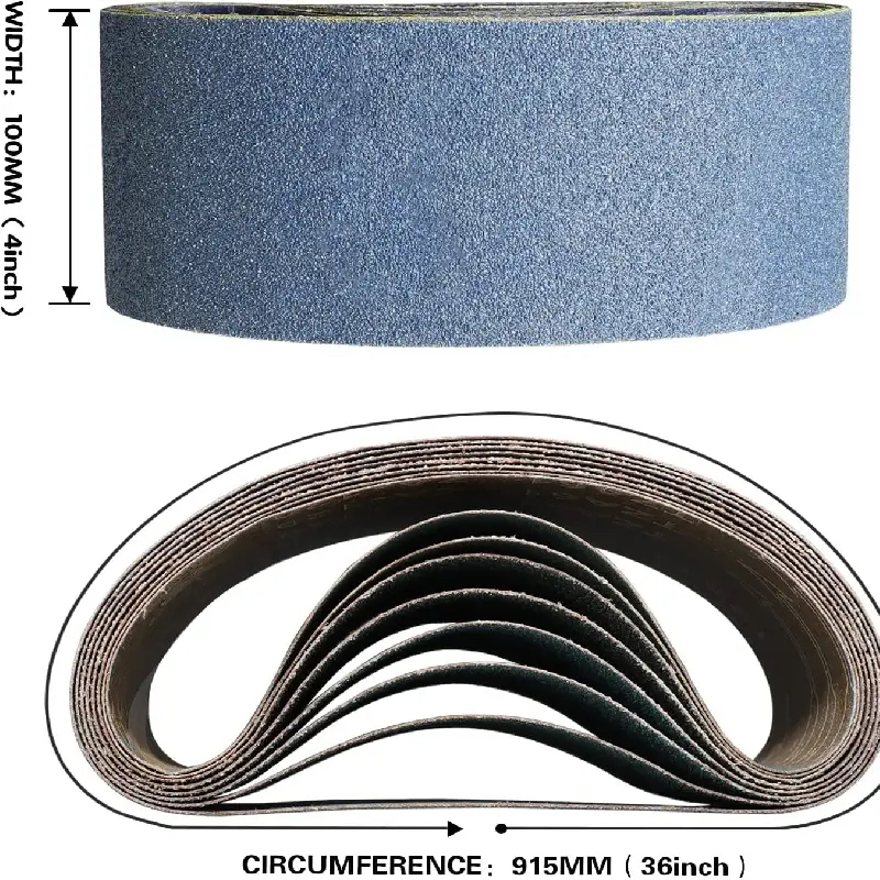 สายพานขัด 5 ชิ้น, 40-600 ขบ, 4"x36" (100x915 มม.), เครื่องขัดกระดาษทราย, สายพานเจียร, เครื่องเจียร