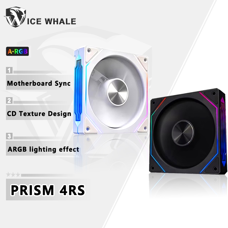 Ice Whale Prism 4RS ARGB CPU พัดลม 120 มม. Infinity Mirror Design 5V 3PIN เมนบอร์ดแสง Sync 4PIN PWM กรณี Cooler พัดลม