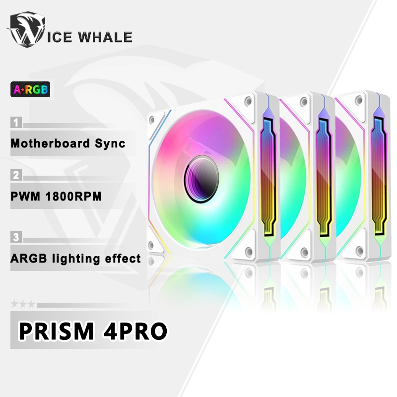 ICE Whale PRISM 4PRO Gen2 3PCS ARGB CPU พัดลม 4PIN PWM เงียบแชสซีพัดลม 120 มม.กระจก Infinite Lian Li สไตล์เดียวกัน 5V 3PIN เมนบอร์ด light Sync