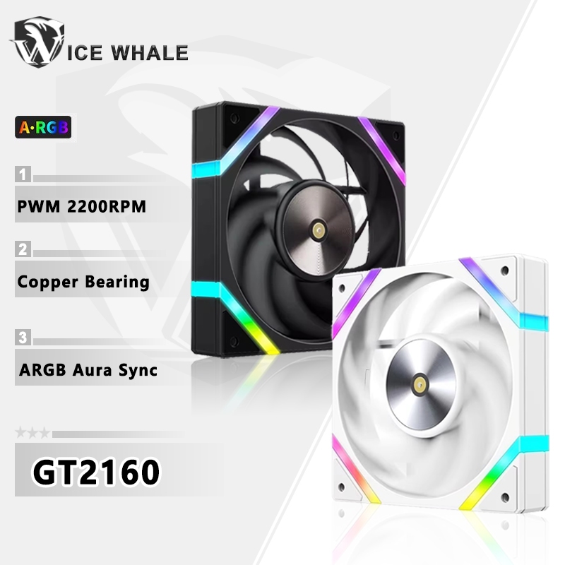Ice Whale GT2160 พัดลม 120 มม.5V 3PIN ARGB Light Effect 4PIN PWM ทองแดงแบริ่ง 800-2200RPM พัดลมระบายความร้อนเมนบอร์ดแสง Sync