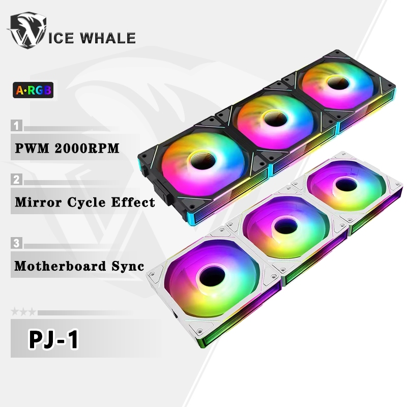 Ice Whale PJ-1 Magic Block Interstellar พัดลมไร้สาย splicing คอมพิวเตอร์ 12 ซม. 3-In-1 PC Mute หม้อน้ํา Cooler ARGB PWM แชสซีพัดลม Infinity Mirror Divine