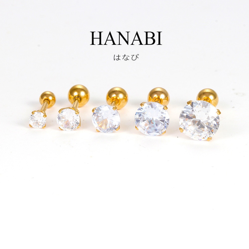 HANBI ต่างหูสตั๊ดเพชรเซอร์โคเนียชุบทอง 14k,ต่างหูแต่งงานสําหรับผู้หญิง