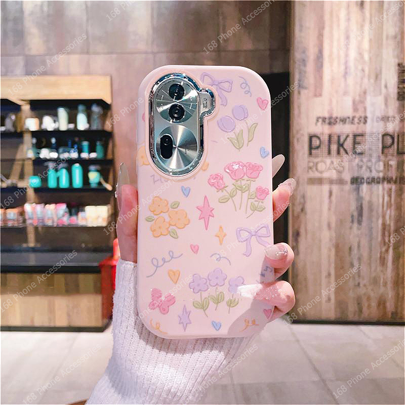 เคส OPPO Reno 11 10 12 Pro 8T 11F 5G เคส OPPO Reno10 A79 A78 5G A60 A38 A18 เคสโทรศัพท์มือถือ ซิลิโคนนิ่ม ผิวด้าน กันกระแทก กันรอยนิ้วมือ กันรอยเลนส์กล้อง ลายดอกไม้ทิวลิป สําหรับ