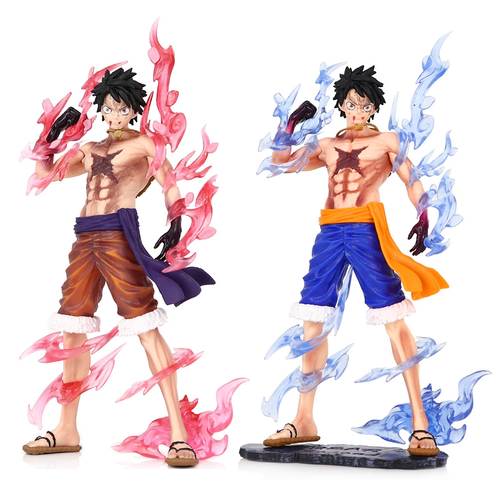 1 ชิ้น 24 ซม. One Piece Luffy ตัวเลขลิง D. ลูฟี่สีฟ้าสีแดงไหลเชอร์รี่แอ็คชั่นพีวีซีอะนิเมะคอลเลกชันรุ่นตุ๊กตาของเล่นของขวัญวันเกิดเด็ก
