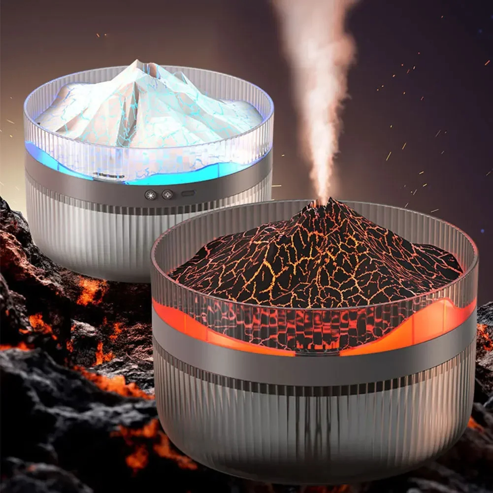 เครื่องกระจายกลิ่นหอม LED ภูเขาไฟ 2000ML สไตล์โมเดิร์น เหมาะสําหรับตกแต่งห้องนอน ห้องนั่งเล่น และสํานักงาน เพิ่มความชื้นในอากาศ ลดฝุ่นและเชื้อโรค