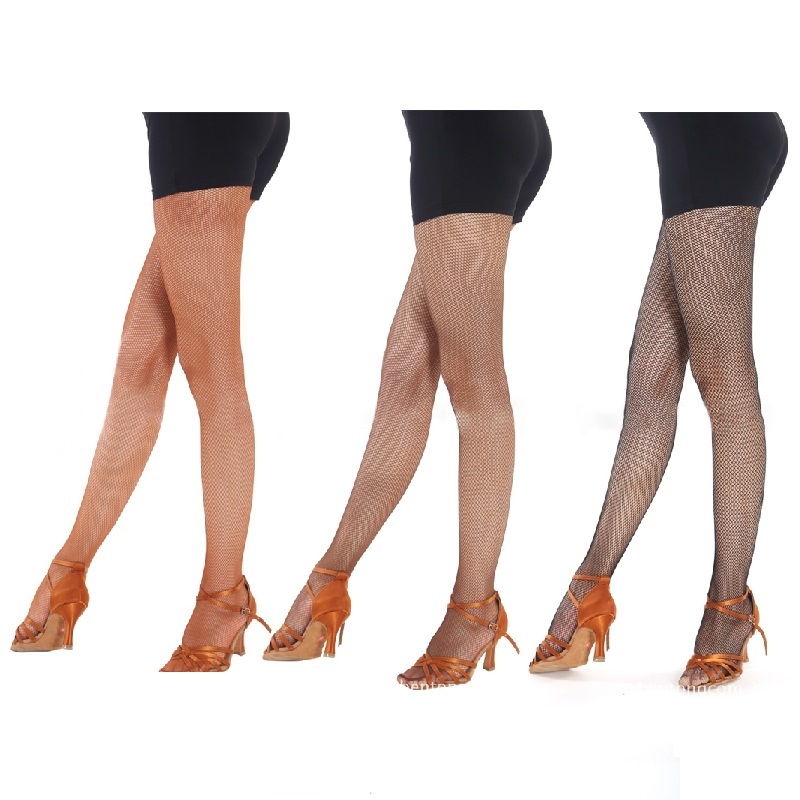 Alia Professional ถุงน่องละตินสําหรับผู้หญิง Fishnet รูเล็ก Footed Pantyhose ผ้าฝ้าย Crotch เส้นด้าย Hard Elastic Dance Stoc