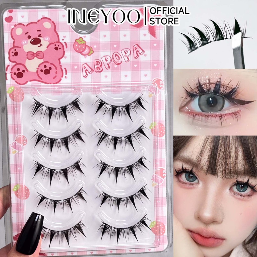 Abpopa ขนตาปลอม Dramatic Bushy Curl เซ็กซี่ High-end Manga Eye แต่งหน้า 5 คู่/เซ็ต