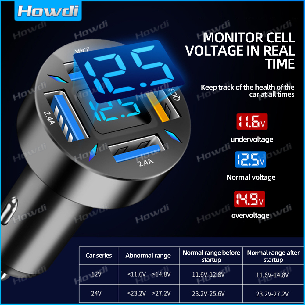 66w 4 พอร์ต USB Car Charger Fast Charging Quick Charge 3.0 PD Type C รถอะแดปเตอร์ชาร์จโทรศัพท์ในรถยนต์ - รูปที่ 2