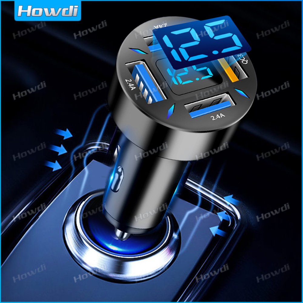 66w 4 พอร์ต USB Car Charger Fast Charging Quick Charge 3.0 PD Type C รถอะแดปเตอร์ชาร์จโทรศัพท์ในรถยนต์ - รูปที่ 5