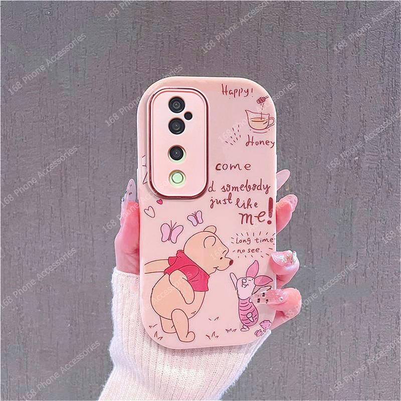 เคส Vivo V40 V30 V29 5G เคส Vivo V40 Pro การ์ตูนน่ารักวินนี่เดอะพูห์winnie the Pooh ลูกหมูกันกระแทกเคสพร้อมตัวป้องกันกล้องด้านซิลิโคนสีม่วงนุ่มฝาครอบโทรศัพท์