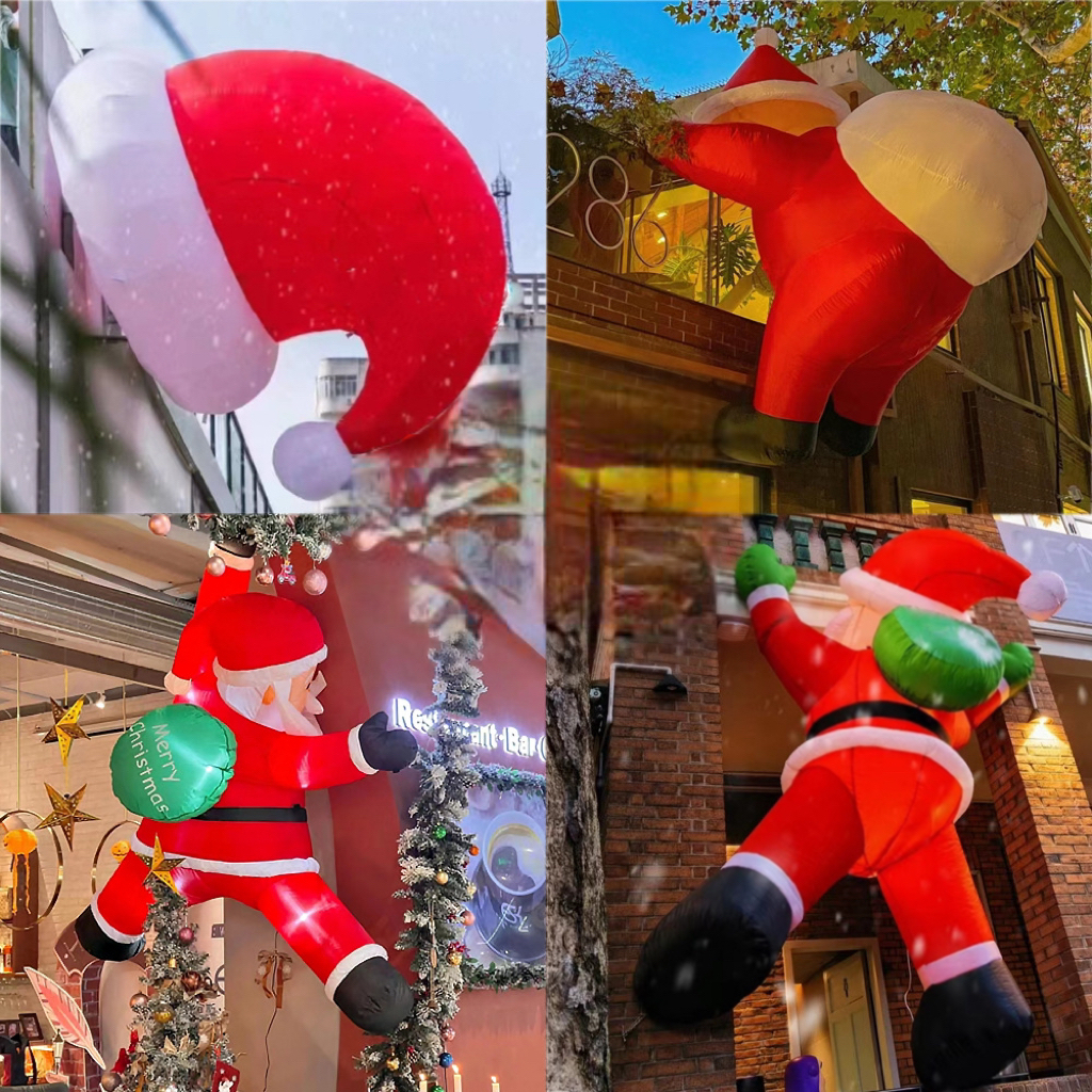 [คุณภาพมั่นคง] 6.56 ฟุต Christmas Inflatable แขวน santa claus เป่าลม ความแปลกใหม่พร้อมไฟ LED ในตัว ซานตาคลอสเป่าลม สําหรับตกแต่งสวน ตกแต่งคริสต์มาส