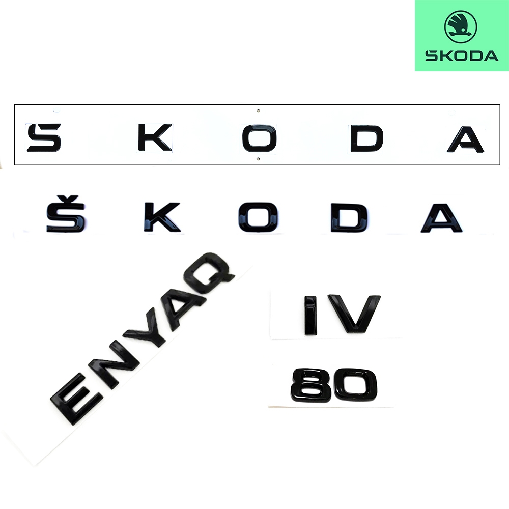 SKODA ENYAQ COUPE ตัวอักษรสีดําสดใส ป้ายรถสีดํา โลโก้ ENYAQ 80 IV