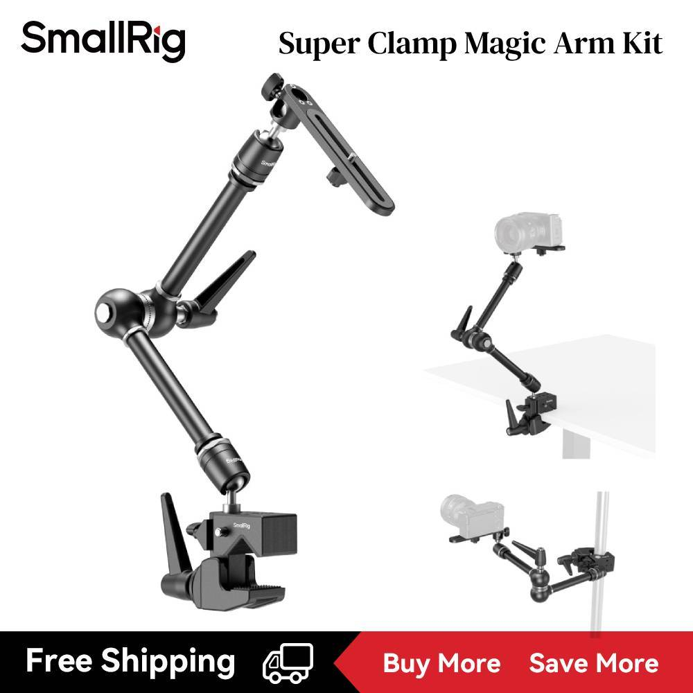 Smallrig Friction Magic Arm Camera Mount พร้อม Super Clamp และแพลตฟอร์มกล้อง, Overhead Camera Desk Mount Srand, Heavy Duty Mount/Bracket for Lights, กล้อง#4862 #4861