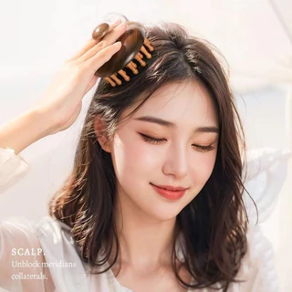 หวีนวดหนังศีรษะ Meridian แปรงแบบพกพา Anti-Static ส่งเสริมการไหลเวียนโลหิตบรรเทาความเมื่อยล้าไม้ Body Massager แปรง Facial Gua Sha เครื่องมือไหล่คอนวด