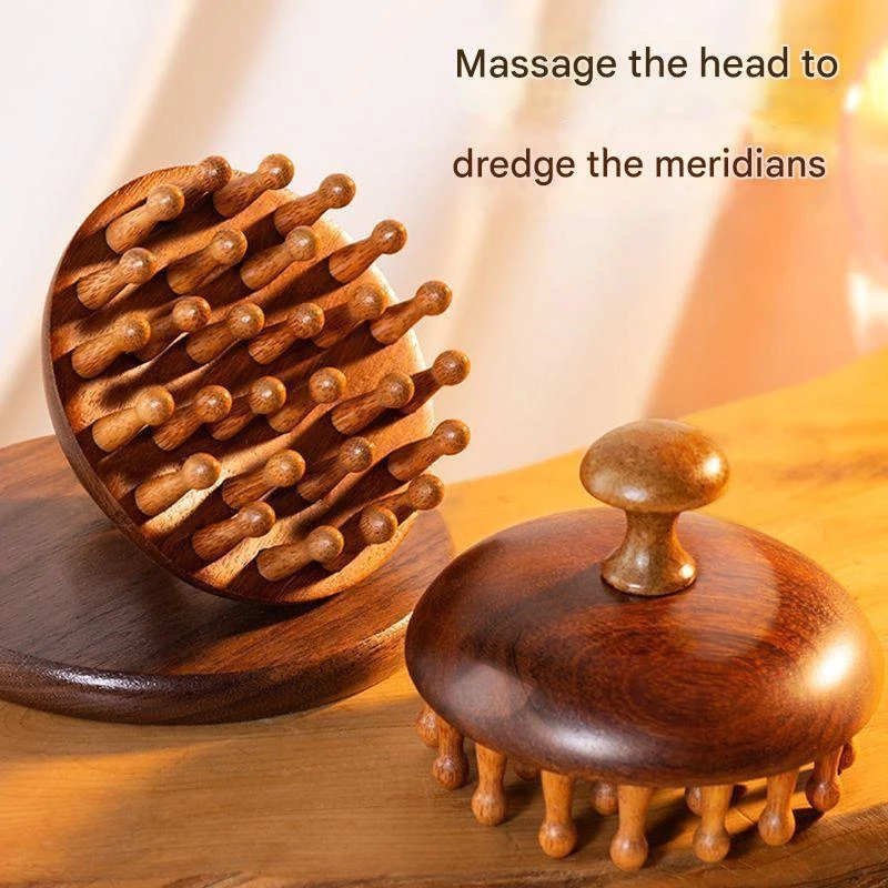 หวีนวดหนังศีรษะ Meridian แปรงแบบพกพา Anti-Static ส่งเสริมการไหลเวียนโลหิตบรรเทาความเมื่อยล้าไม้ Body Massager แปรง Facial Gua Sha เครื่องมือไหล่คอนวด