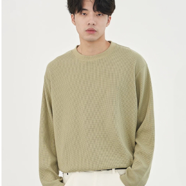 ProMan-วาฟเฟิลด์แขนยาว  เสื้อซับในผู้ชาย  ลำลอง  ทำให้ดูผอมเพรียว  คอกลม  เลือกได้หลายสี