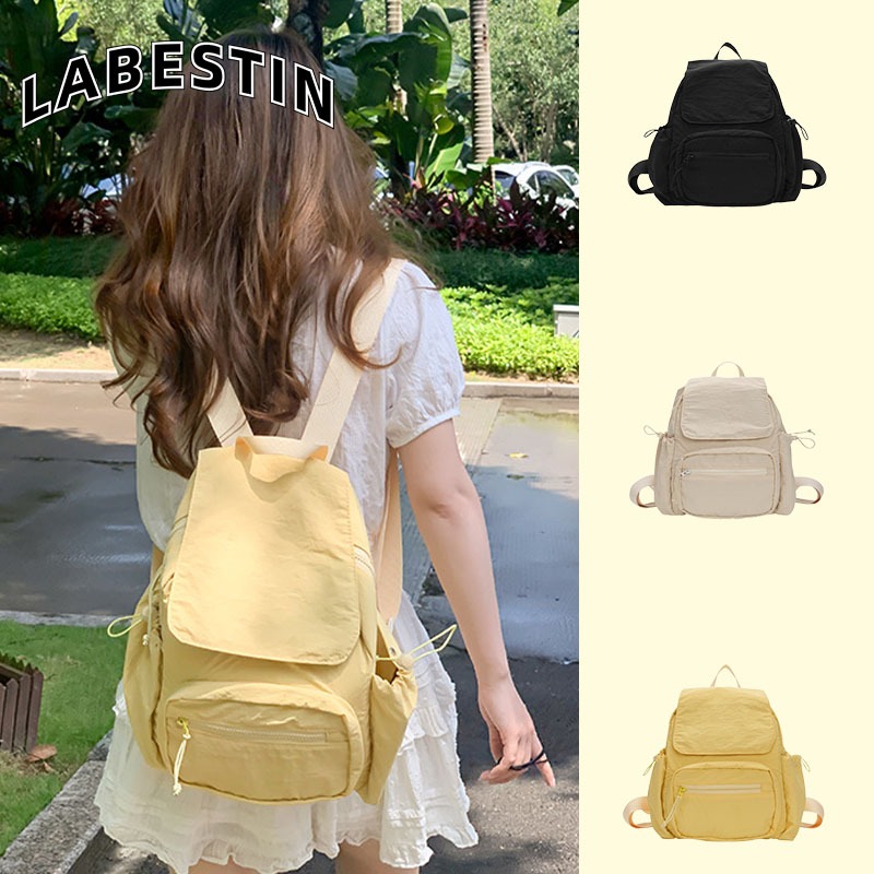 LABESTIN กระเป๋าเป้สะพายหลังใหม่ของผู้หญิงซอกที่เรียบง่ายสบายๆออกไปกระเป๋าเป้สะพายหลังขนาดเล็กนักเรียนเดินทางแสงกระเป๋านักเรียนขนาดเล็ก