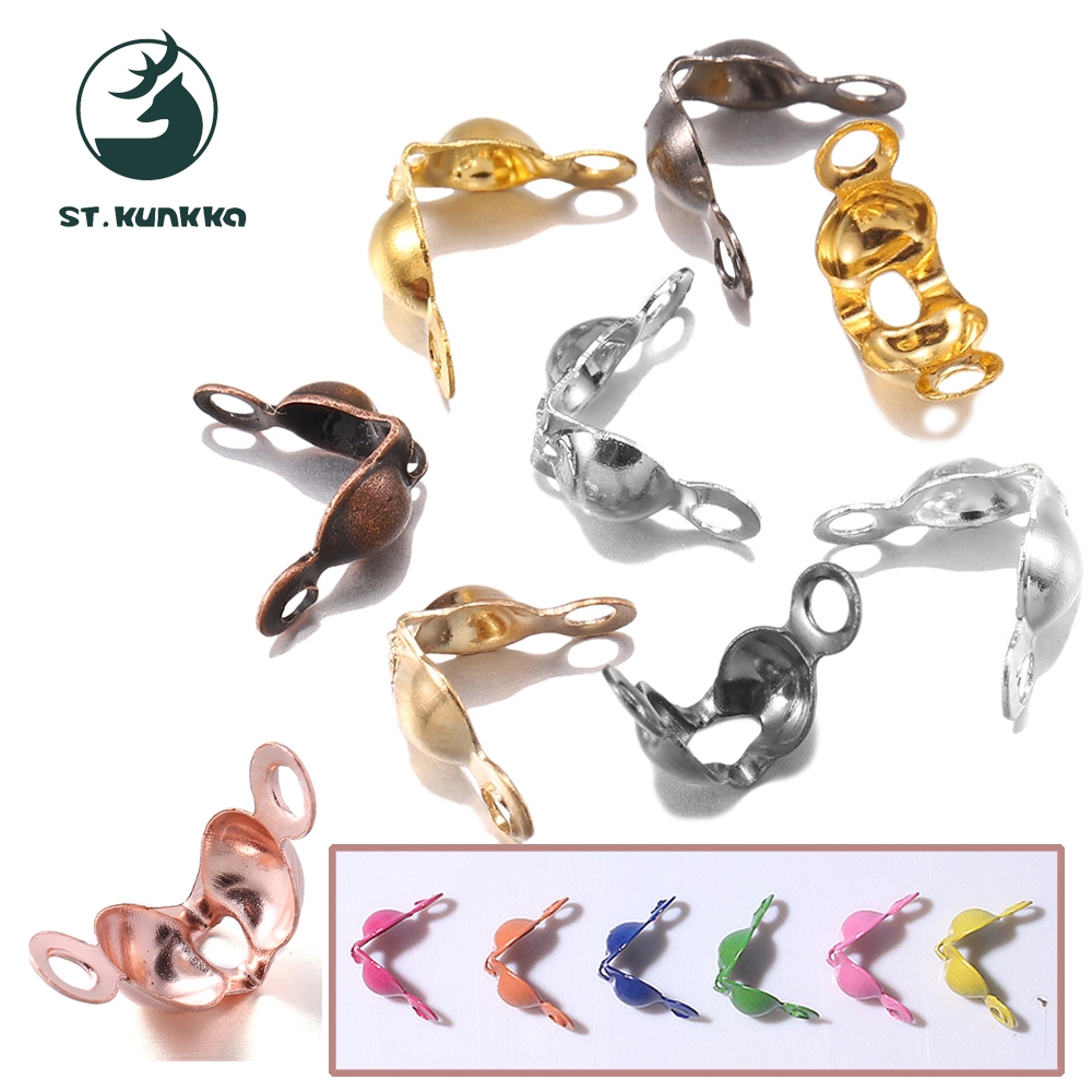 St.kunkka 100 ชิ้นต่อห่อ 4x7 มม. ตัวปิดปม อุปกรณ์เชื่อมต่อลูกปัด สำหรับทำเครื่องประดับ Diy