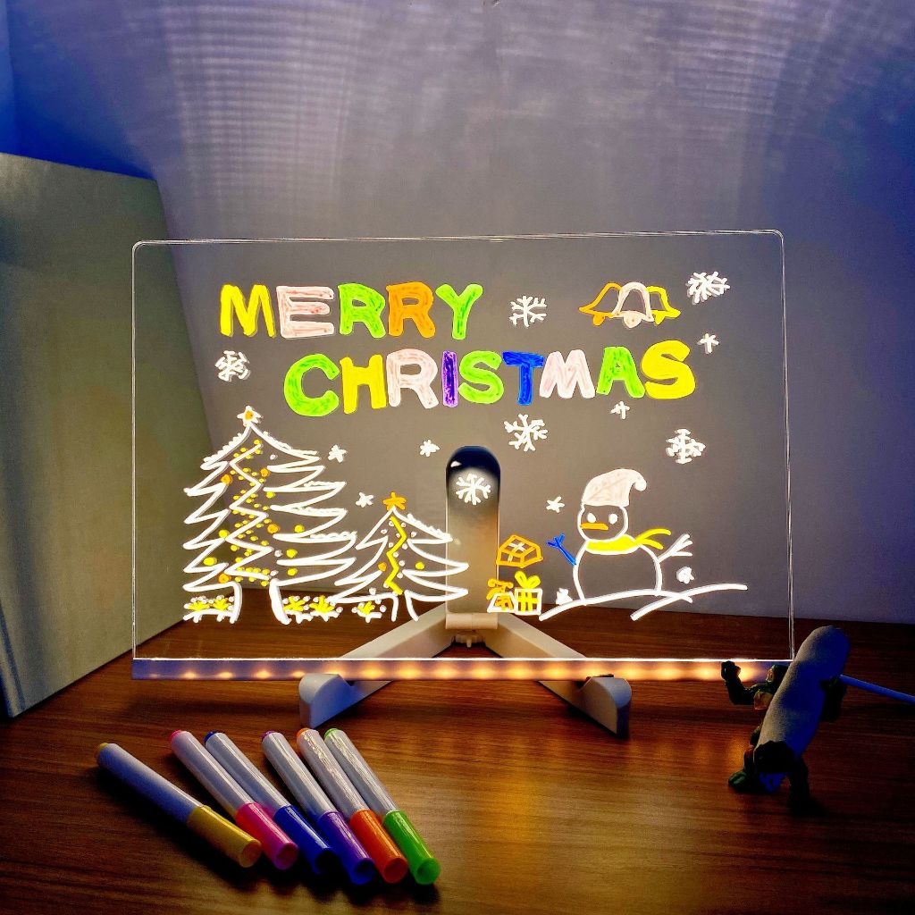Light Up กระดานลบแห้ง LED กระดานข้อความตัวอักษรกระดานวาดภาพอะคริลิคสําหรับ Office School Home