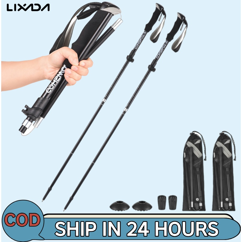 [LIXADA Mall] Trekking Pole ไม้เท้าเดินป่าแบบพับได้น้ําหนักเบา ไม้เท้าห้าพับสําหรับเดินป่าตั้งแคมป์