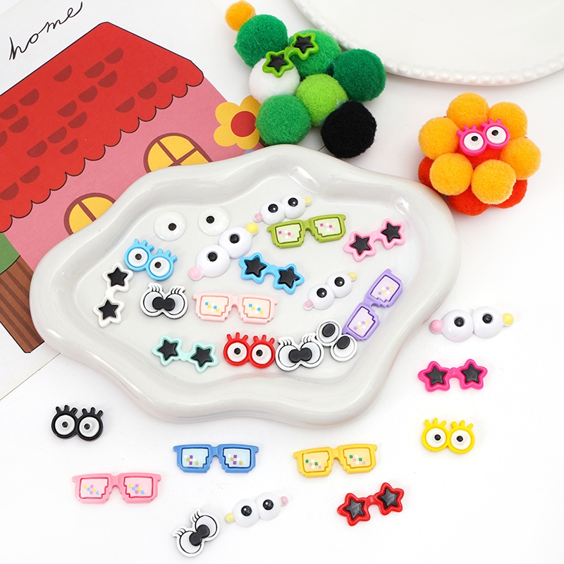 5/20pcs สุ่มผสมสีอะคริลิคเรซิ่น Eye สติกเกอร์ Patch น่ารักการ์ตูนกาวอุปกรณ์เสริมสําหรับ DIY Handmade หัตถกรรมอุปกรณ์เสริม