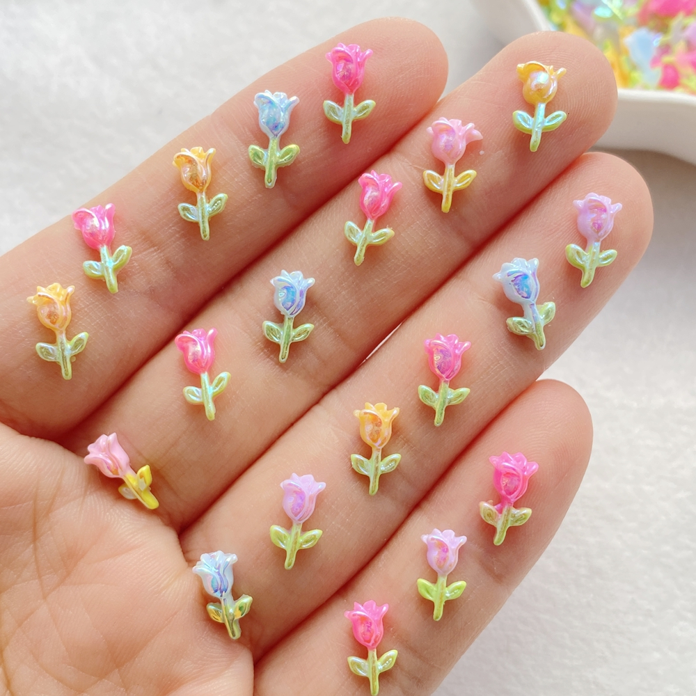 50ชิ้นน่ารักvibrantเรซิ่นrose Bouquetเล็บคริสตัลCharms-หลากสีFlatback Rhinestone AppliquesสําหรับCreative DIY Artเล็บ,งานแต่งงานสมุดภาพตกแต่ง,อุปกรณ์เสริมแฟชั่น