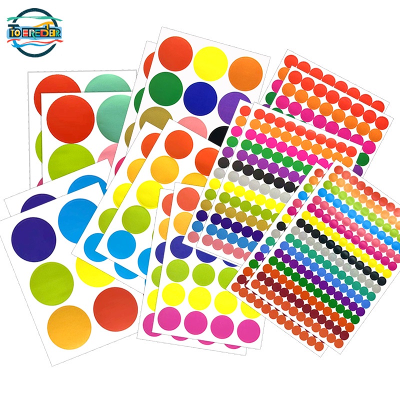 สติกเกอร์ลายจุดสีสันสดใส 8 ขนาด 10 แผ่น / ชุดสติ๊กเกอร์แบบโต้ตอบสำหรับตกแต่งโรงเรียน