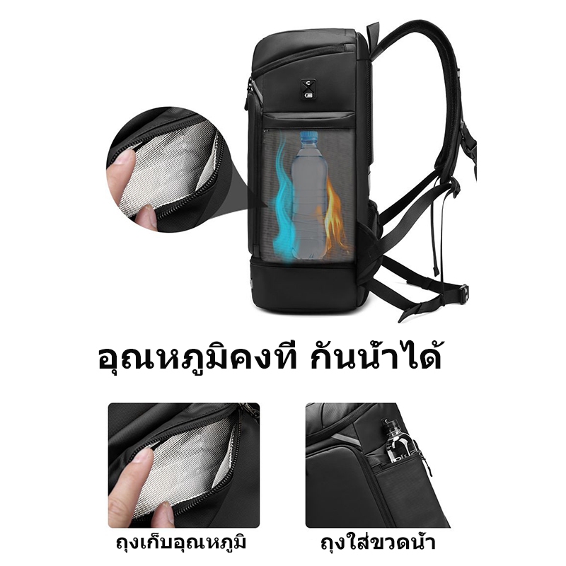 กระเป๋าเป้สะพายหลังขนาดใหญ่สำหรับเดินทางสำหรับผู้หญิงและผู้ชาย กระเป๋าเป้สะพายหลังแบบถือขึ้นเครื่อง กระเป๋าเป้สะพายหลังสำหรับเดินป่า กระเป๋าเป้สะพายหลังกันน้ำสำหรับเล่นกีฬากลางแจ้ง กระเป๋าเป้สะพายหลังแบบลำลอง สิ่งจำเป็นสำหรับการเดินทาง
