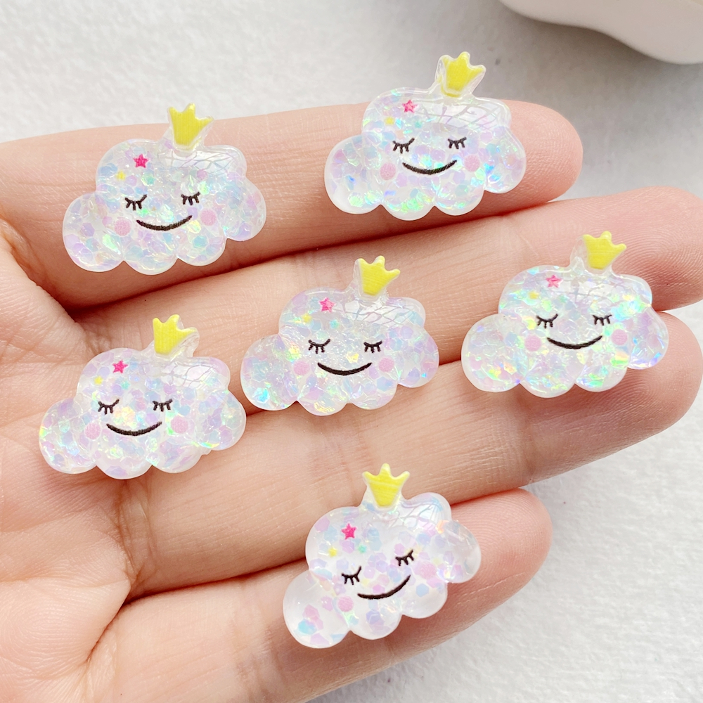 10ชิ้นมินิเงายิ้มเมฆเครื่องประดับ,ที่มีสีสันเรซิ่น น่ารัก มินิยิ้มเมฆสีขาว,แบนกลับตกแต่งสําหรับ ทําเอง สมุด,เครื่องประดับทํา,กิ๊บงานฝีมื