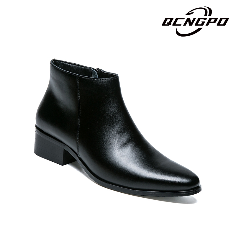 รองเท้าบูท หนังวัวแท้ ข้อสั้น หัวแหลม ข้อสูง สไตล์เกาหลี เรโทร เหมาะกับฤดูหนาว สําหรับผู้ชาย