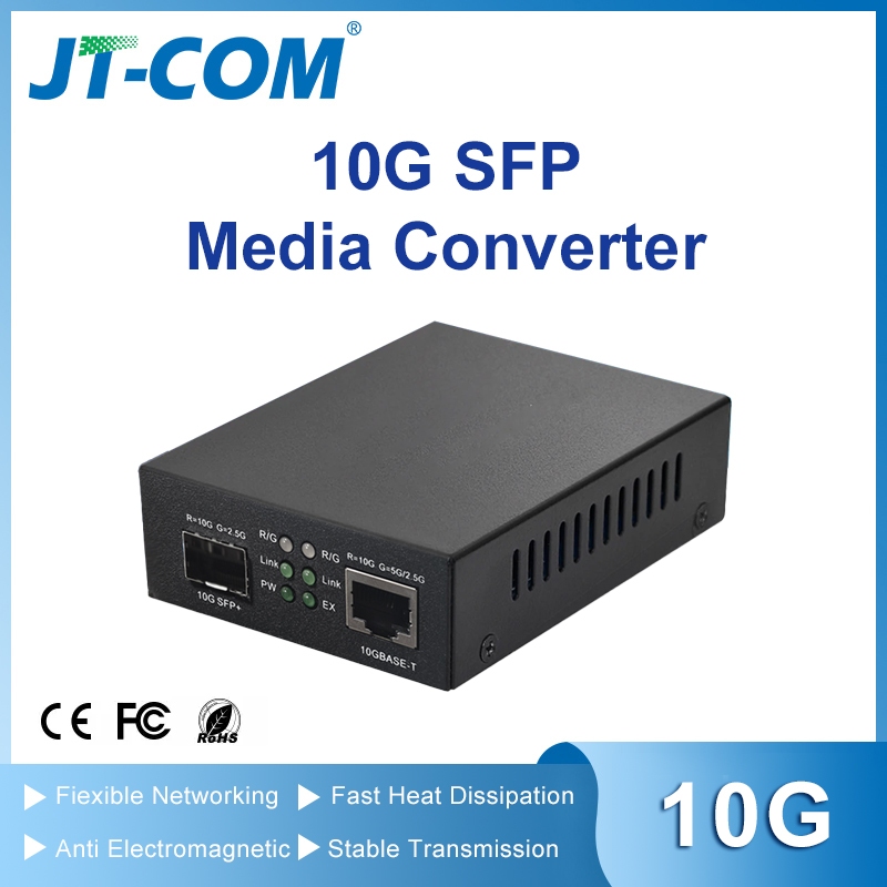 JT-COM 10g สวิทช์ SFP + 10g Media Converter สวิทช์ Ethernet สวิทช์ 10 GB ไฟเบอร์ Optical Switch DC5V