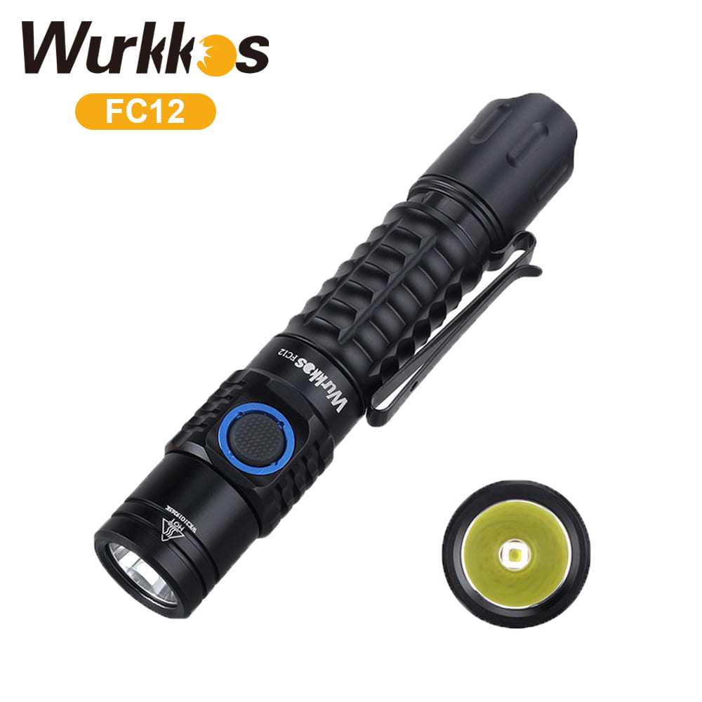 Wurkkos FC12 ไฟฉายยุทธวิธี แบบชาร์จ USB C SFT40 2000lm 345M พร้อมแบตเตอรี่ 18650