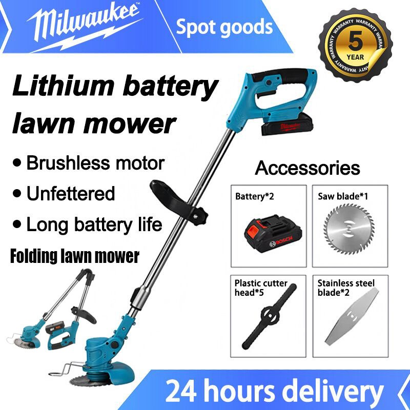 Milwaukee Cordless1800W พับ Mesin Rumput 9980VF แบตเตอรี่เครื่องตัดหญ้า Brushless Pemotong Rumput เค