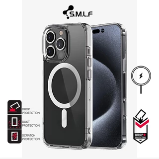 SMLF เคสไอโฟน เคสแม่เหล็ก Clear Magnetic Case For iPhone 16 Pro Max 15 14 13 12 Pro Max 15 14 Plus Soft TPU+Hard PC Anti-Yellowing กันกระแทก บาง เคส Shockproof Slim Phone Cover
