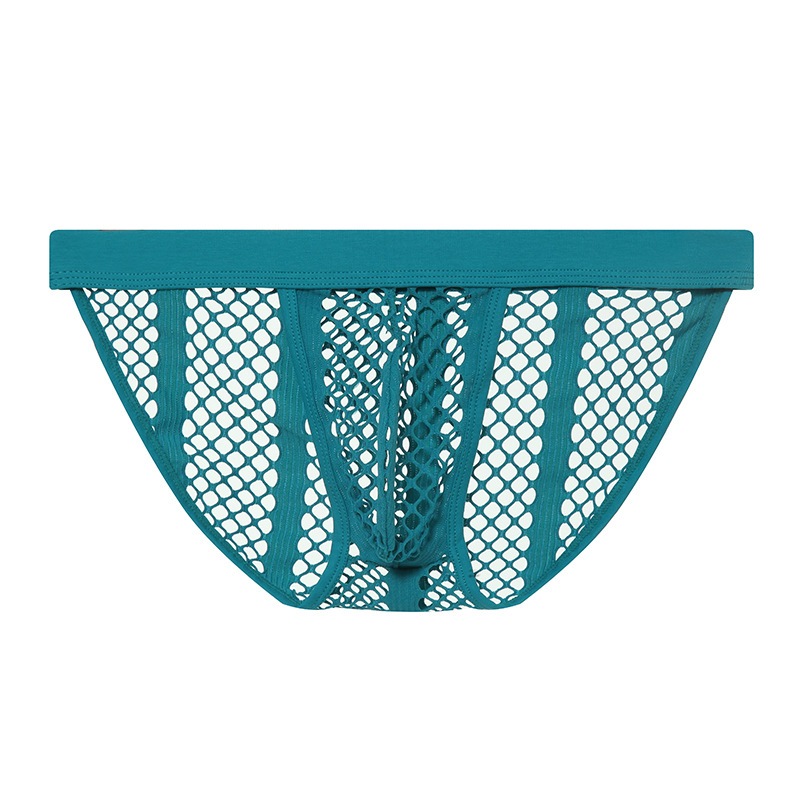 ตาข่ายชุดชั้นในชายเซ็กซี่สีทึบ Hollow High-Fork Breathable กางเกงผู้ชาย