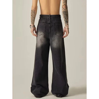 กางเกงยีนส์ผู้ชาย baggy jeans ขากระบอก ย้อนยุค สไตล์อเมริกัน