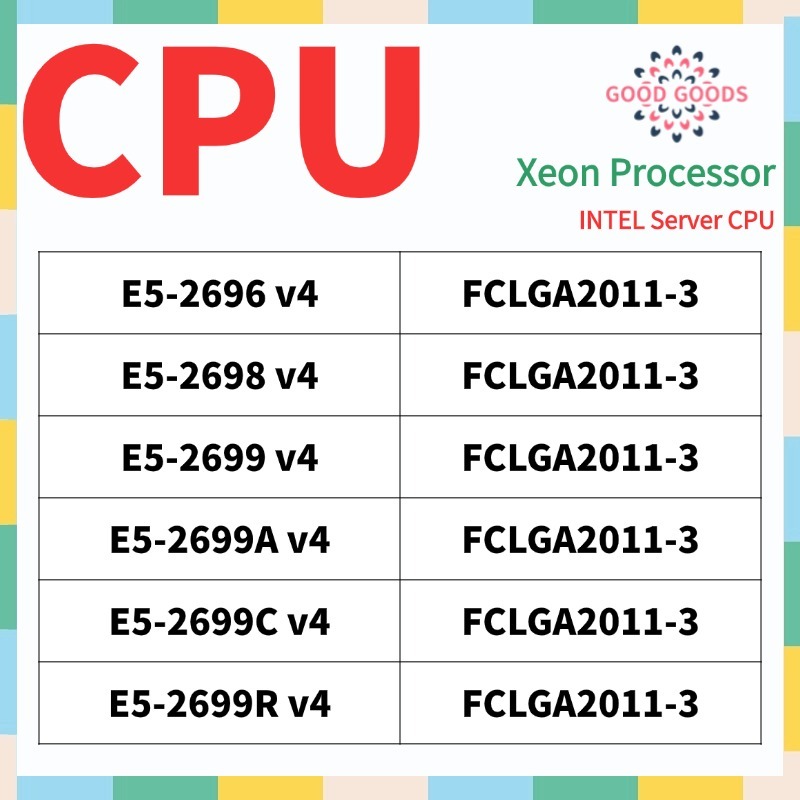 E5-2696v4 E5-2698v4 E5-2699v4 E5-2699Av4 E5-2699Cv4 E5-2699Rv4 INTEL Xeon Server CPU LGA2011-3