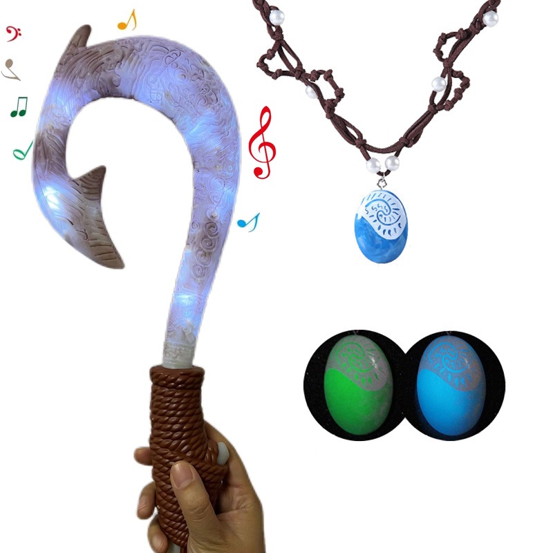 2 ชิ้น Moana พลาสติกตะขอปลา Maui คอสเพลย์ Prop พร้อมไฟการ์ตูนเด็กบทบาทเล่น Prop คริสต์มาสวันเกิดของเล่นเด็ก