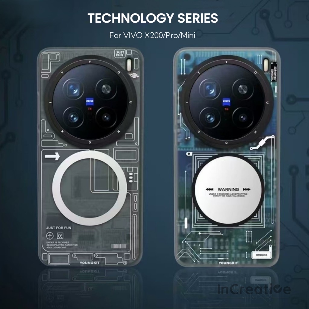 Youngkit Technology Series เคสแม่เหล็กเข้ากันได้สําหรับ VIVO X200 Pro Mini กันกระแทกป้องกันการล่มสลาย Matte X 200pro ปลอก