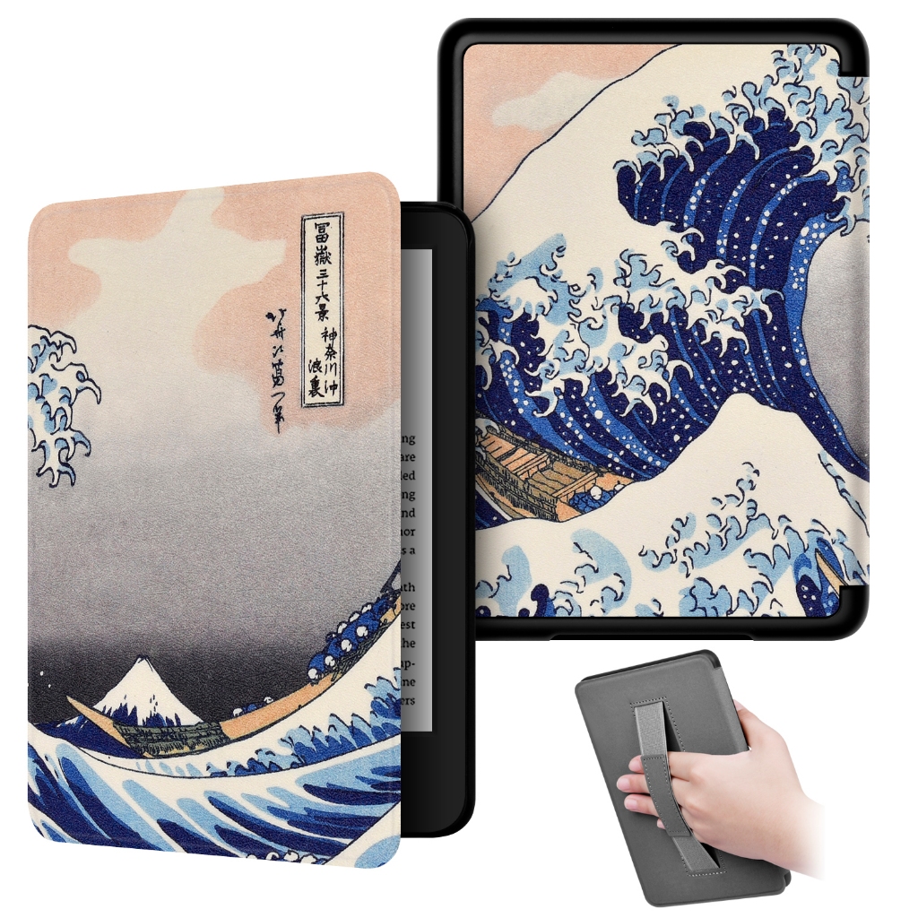 เคสหนัง PU แบบฝาพับแม่เหล็ก น้ําหนักเบา พร้อมสายคล้องมือ สําหรับ Kindle Paperwhite 10th PQ94WIF 2018