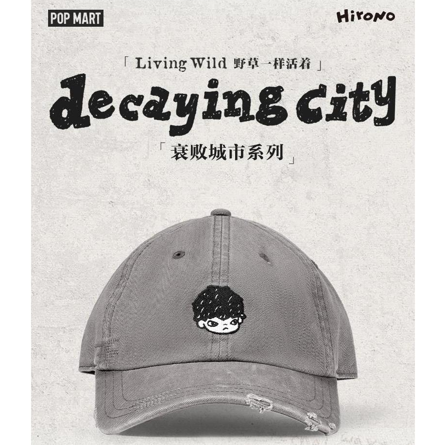 Pop Mart Hirono Living Wild Decaying City Hirono หมวกปีกโค้ง/หมวกห้าชิ้นผ้าลูกฟูก