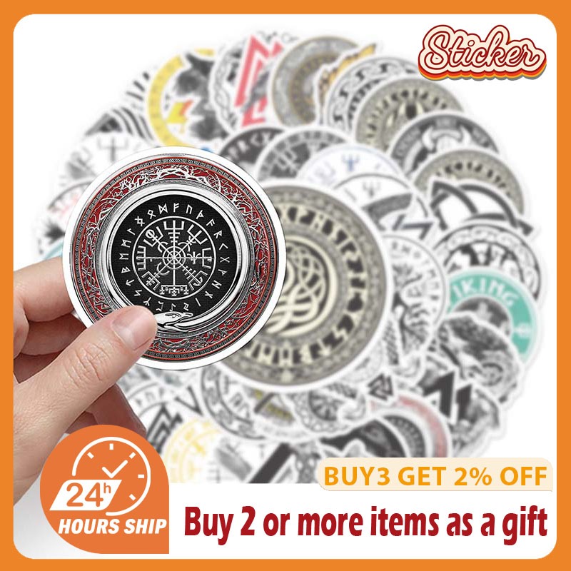 50 ชิ้นไวกิ้งโจรสลัดลึกลับ Totem สัญลักษณ์สติกเกอร์ Rune สไตล์ Graffiti DIY โทรศัพท์แล็ปท็อปรูปลอกรถ