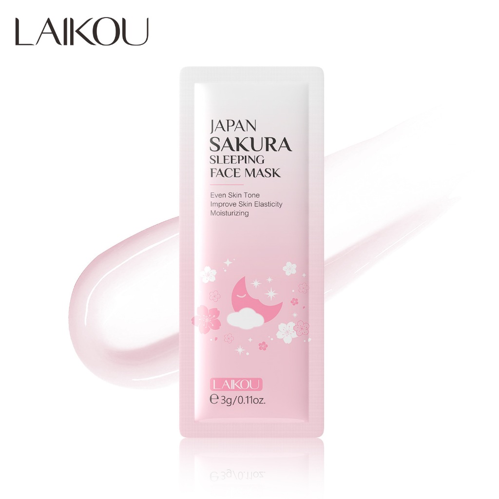 Laikou Japan Sakura Sleeping Face mask-Laikou Cherry Blossom Sleep มาส์กหน้า 10 ชิ้น, 3g ผลิตภัณฑ์ดูแลผิวให้ความชุ่มชื้น