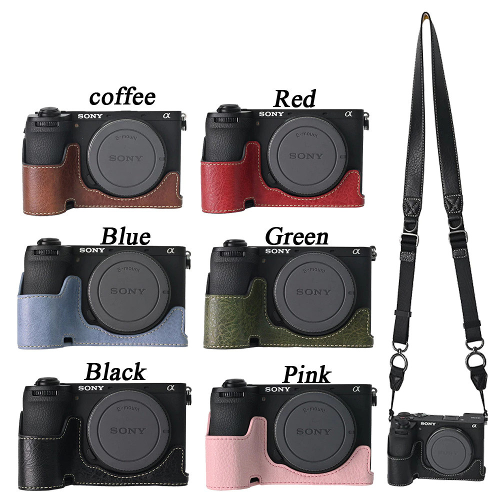 หนัง PU Sony a6700 A6300 a6400 กระเป๋ากล้องครึ่งสําหรับ Sony ILCE-6700 a6700 A6300 a6400
