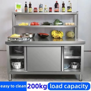kitchen Island Counter Table Stainless Steel Kitchen Sink With Cabinet Set Pantry/Sideboard Cabinet