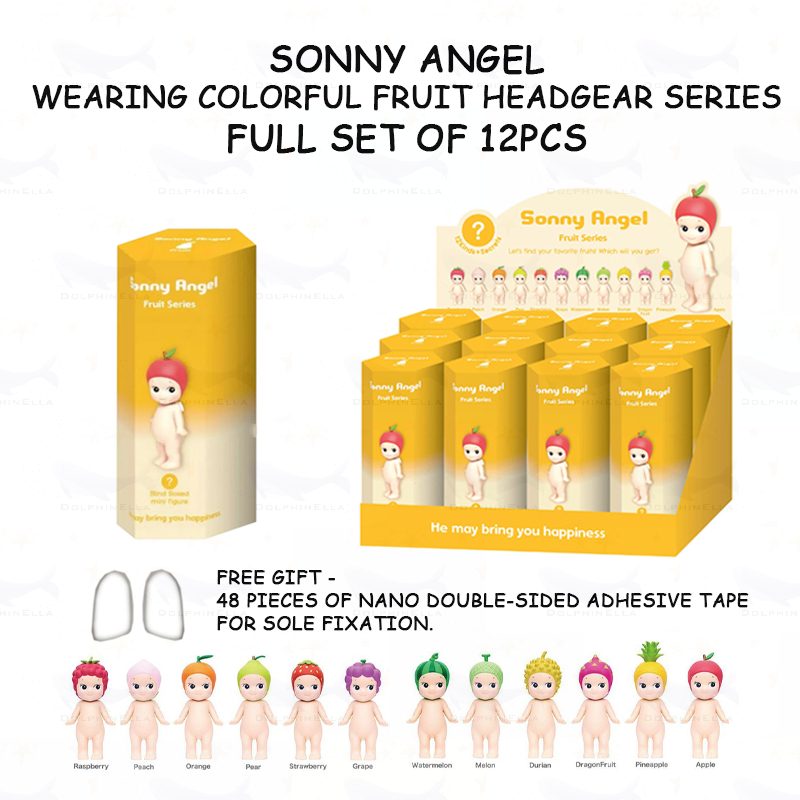 12 ชิ้นทั้งกล่องชุด Sonny Angel Mini Figures สวมใส่ผลไม้ที่มีสีสันหมวก Series กล่องตาบอดน่ารักเดสก์ท็อป Line up: 12 ชนิด