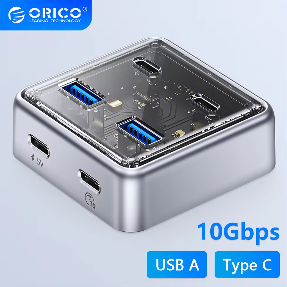 100% Original ORICO Multi 4 พอร์ต USB A Type C Hub 10Gbps USB 3.0 Slot Splitter Docking Station หลาย USB3.0 Extensor อะแดปเตอร์