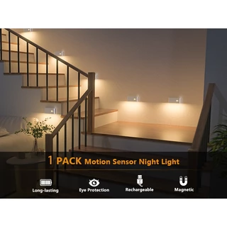 Sprise Motion Sensor Night Light ไฟบันไดแบบชาร์จไฟได้ในร่ม Warm White Magnetic LED โคมไฟสัมผัสสําหรับห้องโถง, บันได, ห้องน้ํา