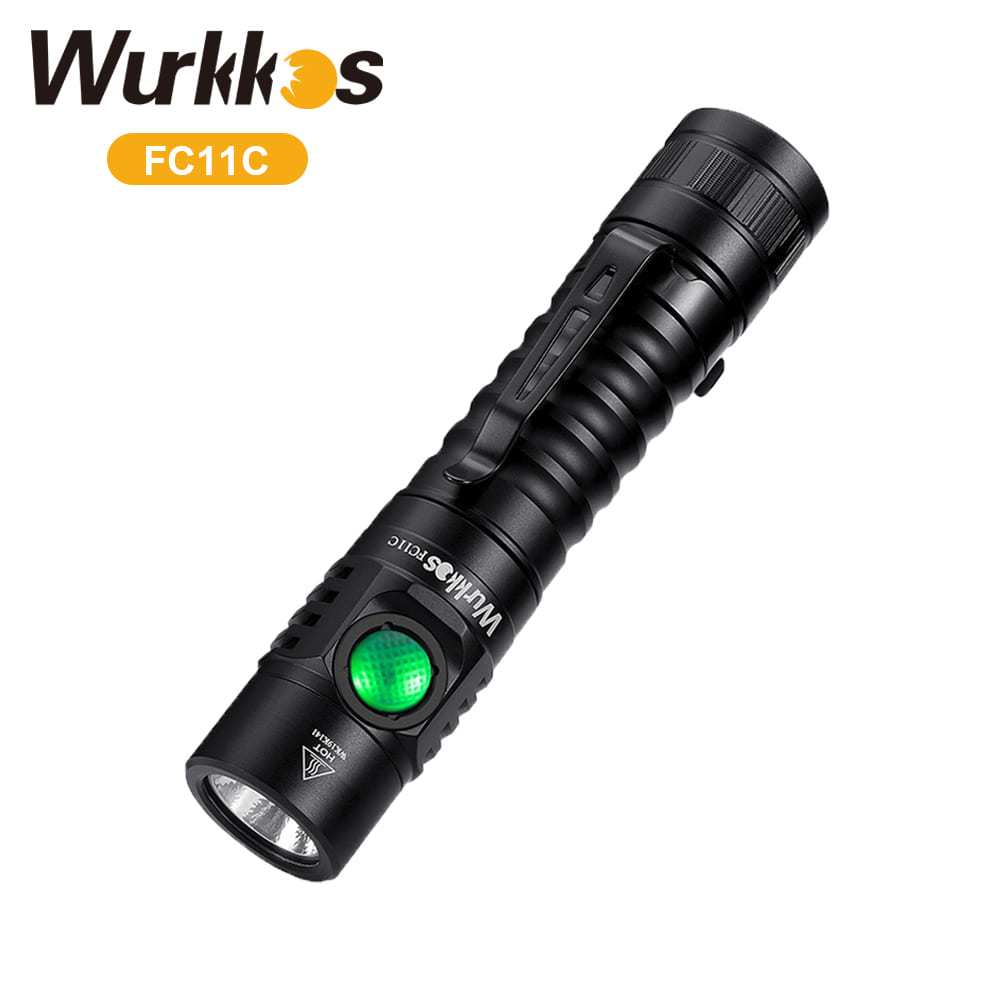 Wurkkos 519A FC11 ไฟฉายขนาดเล็ก 18650 LED 1300lm IPX-7 90CRI USB-C ชาร์จได้ IP67